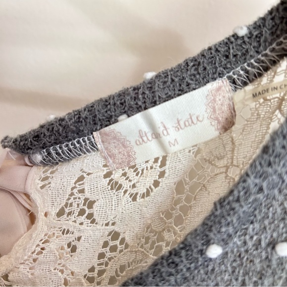 ALTAR'D STATE Grey Polka Dot & Lace Tunic Sweater M - Picture 5 of 7